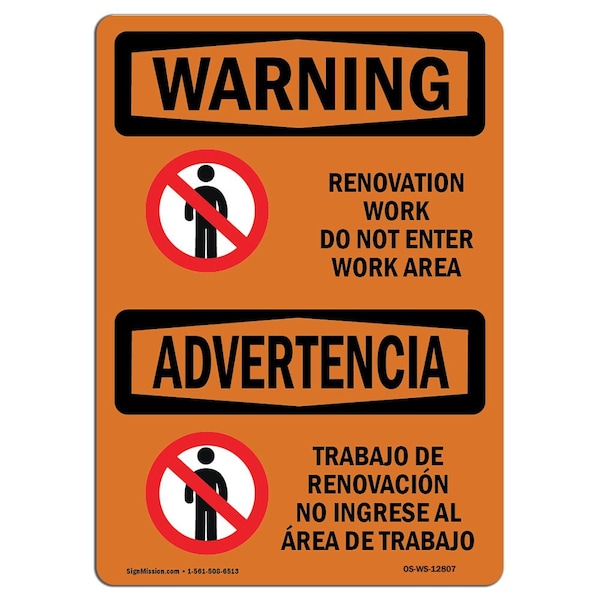 Sign, 3.5" H, 5" W, Renovation Work Area, Landscape, WS-D-35-L-12807-10PK
